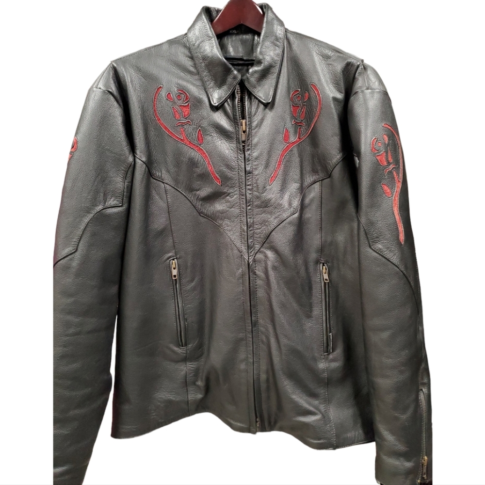 Jamin Leather Jacket w/inlays and Removable Liner Men's XXL Motorcycle Coat - Picture 1 of 10